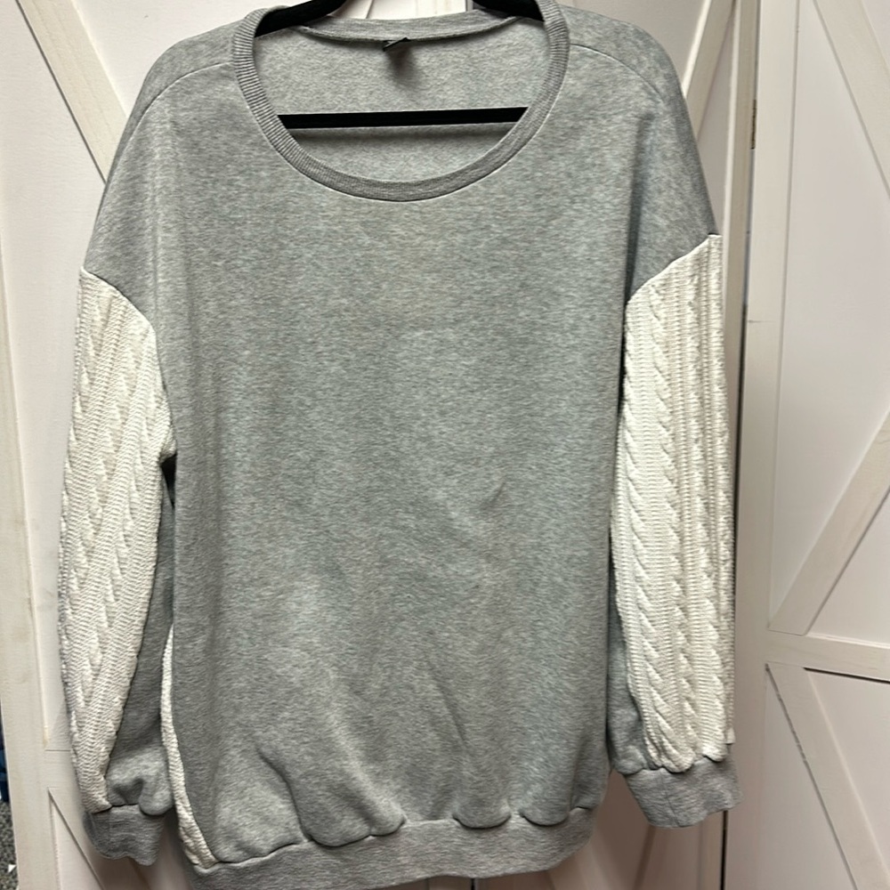 Cable Knit Long Sleeve Sweatshirt 3XL